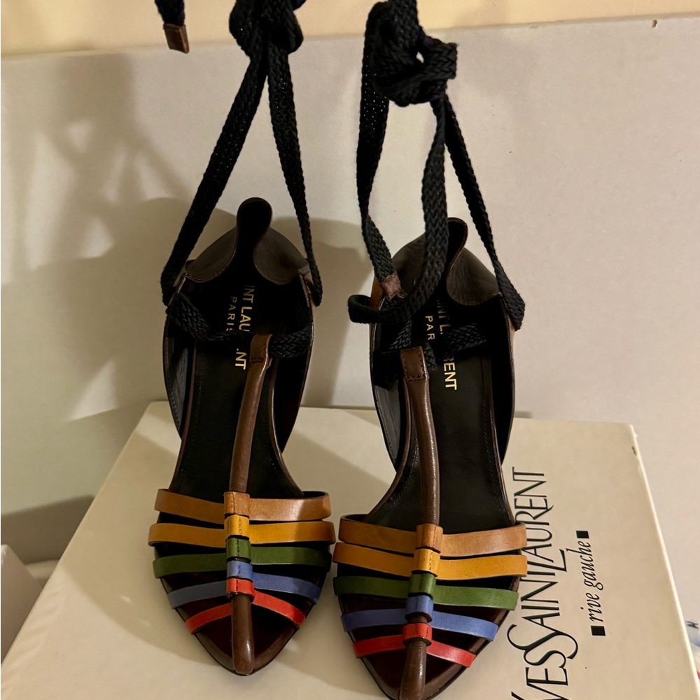 Yves Saint Laurent Multicolor Strappy Leather High Heels